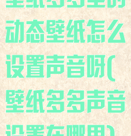 壁纸多多里的动态壁纸怎么设置声音呀(壁纸多多声音设置在哪里)