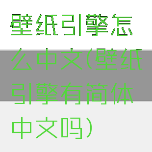 壁纸引擎怎么中文(壁纸引擎有简体中文吗)