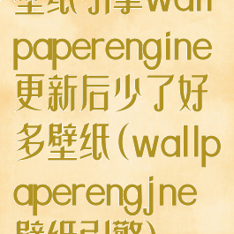 壁纸引擎wallpaperengine更新后少了好多壁纸(wallpaperengjne壁纸引擎)