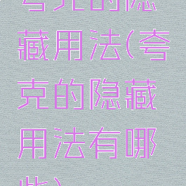 夸克的隐藏用法(夸克的隐藏用法有哪些)