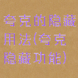 夸克的隐藏用法(夸克隐藏功能)