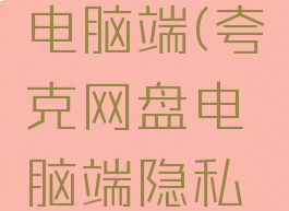 夸克网盘电脑端(夸克网盘电脑端隐私空间)