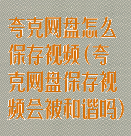 夸克网盘怎么保存视频(夸克网盘保存视频会被和谐吗)