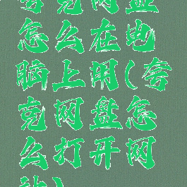 夸克网盘怎么在电脑上用(夸克网盘怎么打开网站)