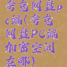 夸克网盘pc端(夸克网盘PC端加密空间在哪)