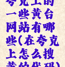 夸克上的一些黄台网站有哪些(在夸克上怎么搜黄的代码)