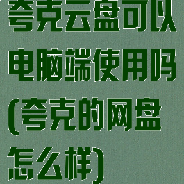 夸克云盘可以电脑端使用吗(夸克的网盘怎么样)