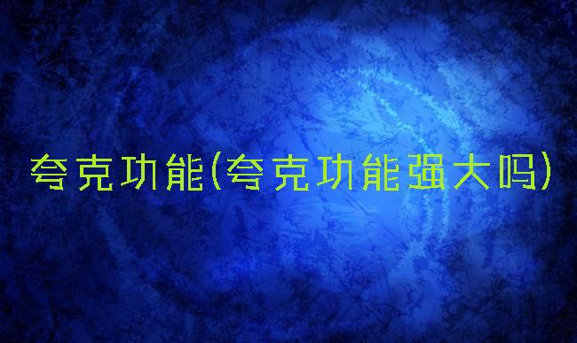 夸克功能(夸克功能强大吗)