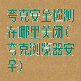 夸克安全检测在哪里关闭(夸克浏览器安全)