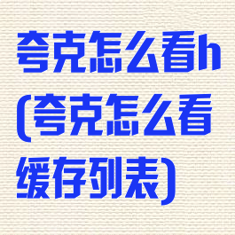 夸克怎么看h(夸克怎么看缓存列表)