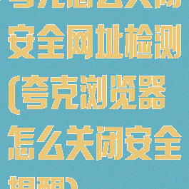 夸克怎么关闭安全网址检测(夸克浏览器怎么关闭安全提醒)