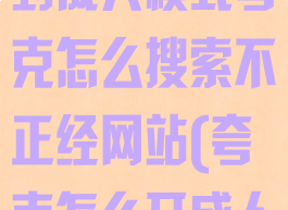 夸克怎么切换到成人模式夸克怎么搜索不正经网站(夸克怎么开成人模式)