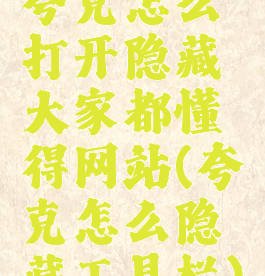 夸克怎么打开隐藏大家都懂得网站(夸克怎么隐藏工具栏)