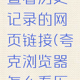 夸克怎么查看历史记录的网页链接(夸克浏览器怎么看历史记录)