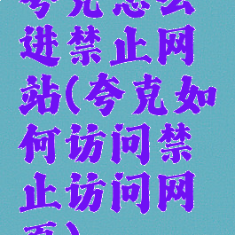 夸克怎么进禁止网站(夸克如何访问禁止访问网页)