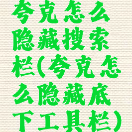 夸克怎么隐藏搜索栏(夸克怎么隐藏底下工具栏)