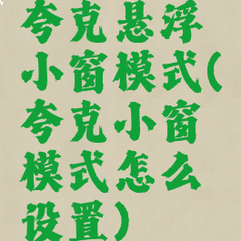 夸克悬浮小窗模式(夸克小窗模式怎么设置)