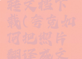 夸克拍照转文档下载(夸克如何把照片翻译成文字)