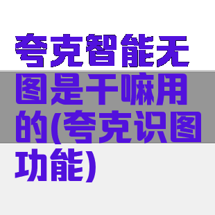 夸克智能无图是干嘛用的(夸克识图功能)