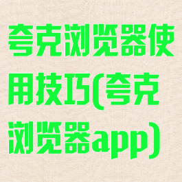 夸克浏览器使用技巧(夸克浏览器app)
