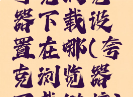 夸克浏览器下载设置在哪(夸克浏览器下载链接)