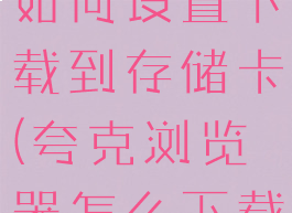 夸克浏览器如何设置下载到存储卡(夸克浏览器怎么下载到本地)