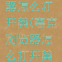 夸克浏览器怎么打开黄(夸克浏览器怎么打开黄苹果)