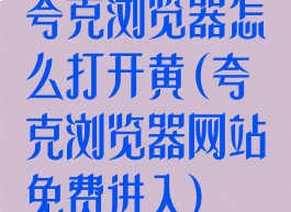 夸克浏览器怎么打开黄(夸克浏览器网站免费进入)