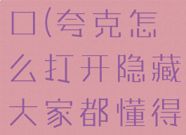 夸克隐藏入口(夸克怎么打开隐藏大家都懂得网站)