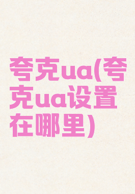 夸克ua(夸克ua设置在哪里)