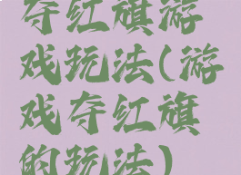 夺红旗游戏玩法(游戏夺红旗的玩法)