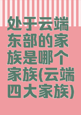 处于云端东部的家族是哪个家族(云端四大家族)
