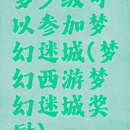 多少级可以参加梦幻迷城(梦幻西游梦幻迷城奖励)