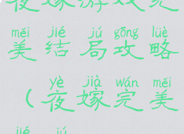 夜嫁游戏完美结局攻略(夜嫁完美结局)