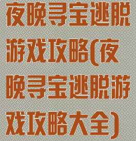 夜晚寻宝逃脱游戏攻略(夜晚寻宝逃脱游戏攻略大全)