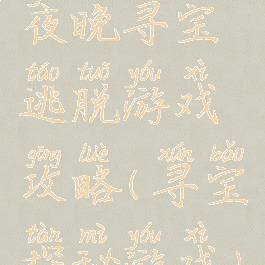 夜晚寻宝逃脱游戏攻略(寻宝探秘游戏)