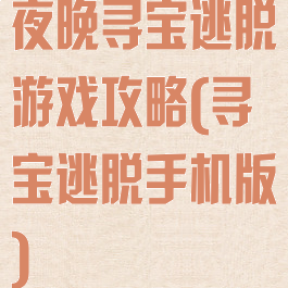 夜晚寻宝逃脱游戏攻略(寻宝逃脱手机版)