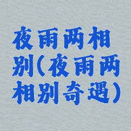 夜雨两相别(夜雨两相别奇遇)