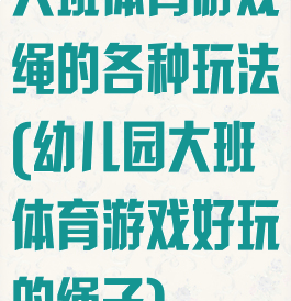 大班体育游戏绳的各种玩法(幼儿园大班体育游戏好玩的绳子)