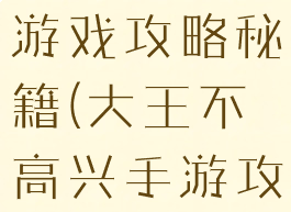 大王不高兴游戏攻略秘籍(大王不高兴手游攻略)