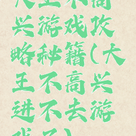 大王不高兴游戏攻略秘籍(大王不高兴进不去游戏了)