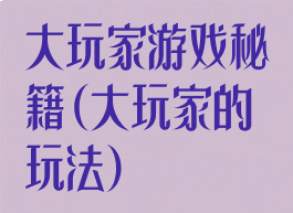 大玩家游戏秘籍(大玩家的玩法)