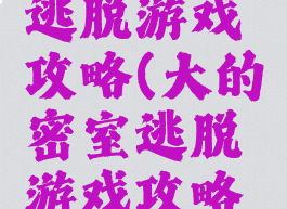 大的密室逃脱游戏攻略(大的密室逃脱游戏攻略大全)