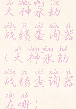 大神永劫战绩查询器(大神永劫战绩查询器在哪)