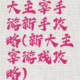 大主宰手游新手攻略(新大主宰游戏攻略)