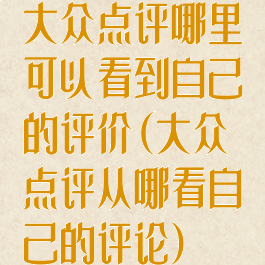 大众点评哪里可以看到自己的评价(大众点评从哪看自己的评论)