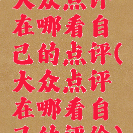 大众点评在哪看自己的点评(大众点评在哪看自己的评价)