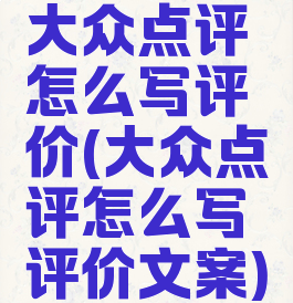 大众点评怎么写评价(大众点评怎么写评价文案)