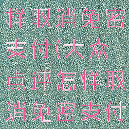 大众点评怎样取消免密支付(大众点评怎样取消免密支付方式)