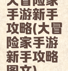 大冒险家手游新手攻略(大冒险家手游新手攻略图文)